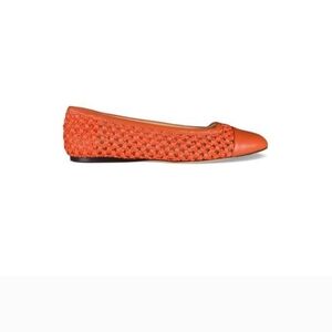 Jimmy Choo Orange Braided Pointed-Toe Flat